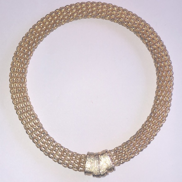 Elegant Vintage Gold Tone Mesh Women's Chunky Retro Necklace - Picture 3 of 6